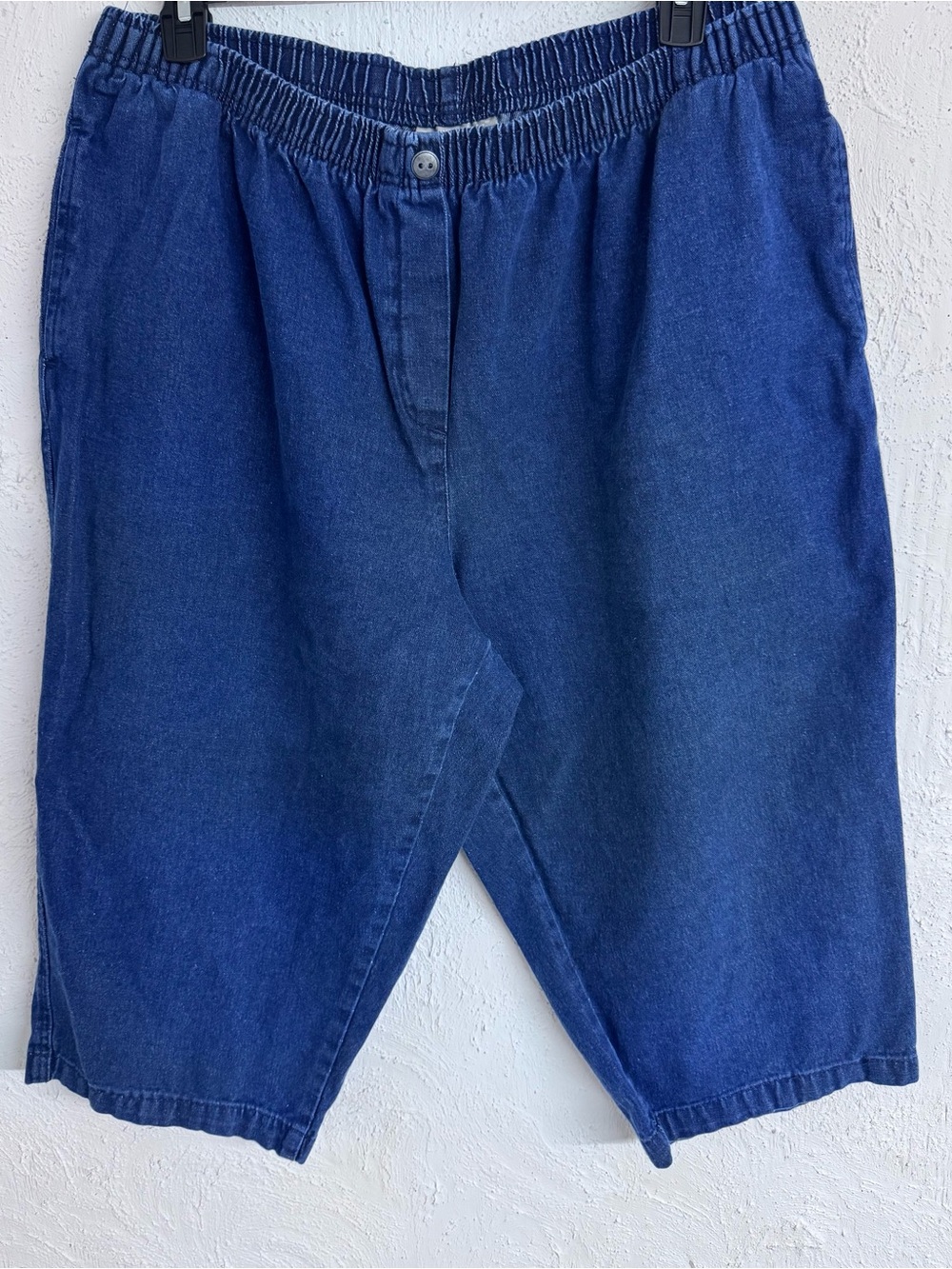 Woman Within 7-Day Elastic-Waist Pull-On Cotton Denim Capri Jeans Size 24W